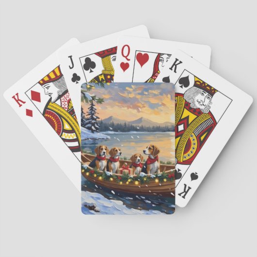 Beagle Weihnachtsboot-Feiertag Spielkarten (Rückseite)