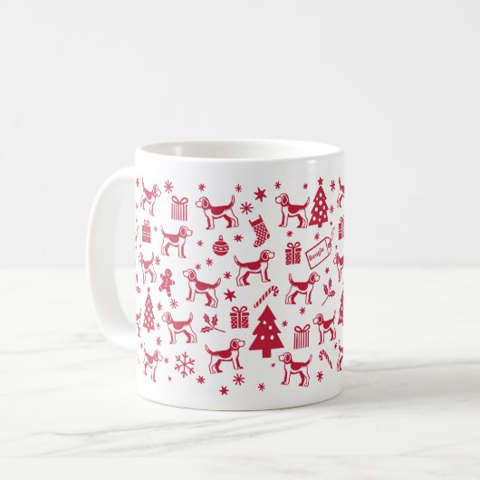Beagle Weihnachtsdesign Kaffeetasse (Vorderseite Links)