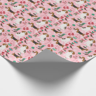 Beagle Weihnachtsdog - rosa Geschenkpapier