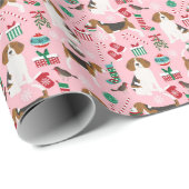 Beagle Weihnachtsdog - rosa Geschenkpapier (Rolleneckpunkt)