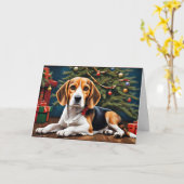 Beagle Weihnachtsfeiertag Karte (Gelbe Blume)