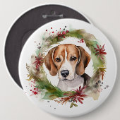 Beagle Weihnachtsfest Button (Vorne & Hinten)