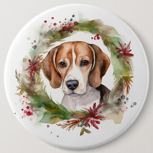 Beagle Weihnachtsfest Button (Vorderseite)