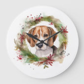 Beagle Weihnachtsfest Große Wanduhr (Vorderseite)