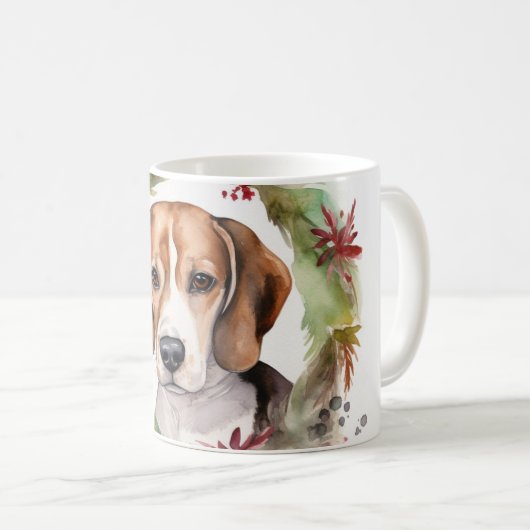 Beagle Weihnachtsfest Kaffeetasse (VorderseiteRechts)