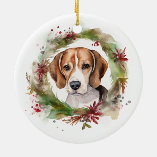 Beagle Weihnachtsfest Keramik Ornament (Hinten)