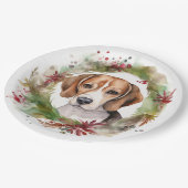 Beagle Weihnachtsfest Pappteller (Schrägansicht)