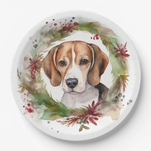 Beagle Weihnachtsfest Pappteller (Vorderseite)