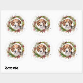 Beagle Weihnachtsfest Runder Aufkleber (Blatt)
