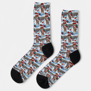 Beagle Weihnachtsfest Schnee Szene Socken