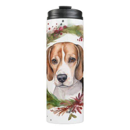 Beagle Weihnachtsfest Thermosbecher (Vorderseite)