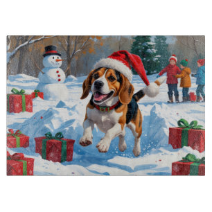 Beagle Weihnachtsfestliche Schneeszene Schneidebrett