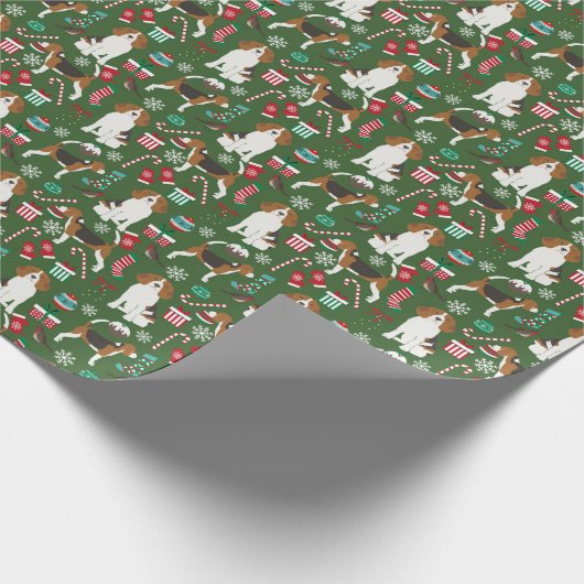 Beagle-Weihnachtsgeschenkverpackung Geschenkpapier (Ecke)