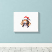 Beagle Weihnachtshund Leinwanddruck (Insitu (Holzboden))