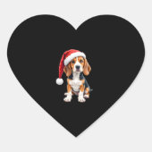Beagle Weihnachtshund Long Sleeve T - Shirt Herz-Aufkleber (Vorderseite)