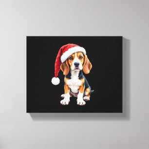 Beagle Weihnachtshund Long Sleeve T - Shirt Leinwanddruck