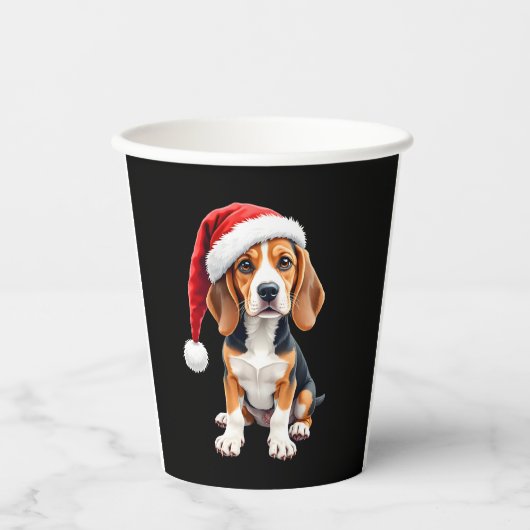 Beagle Weihnachtshund Long Sleeve T - Shirt Pappbecher (Vorderseite)