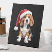 Beagle Weihnachtshund Long Sleeve T - Shirt Sockelschild (In Situ)