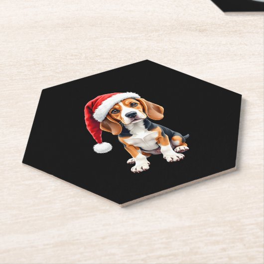 Beagle Weihnachtshund Long Sleeve T - Shirt Untersetzer (angewinkelt)