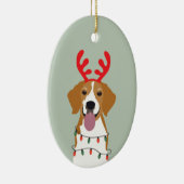 Beagle Weihnachtshund Merry Woofmas Keramik Ornament (Rechts)