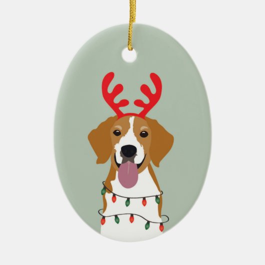Beagle Weihnachtshund Merry Woofmas Keramik Ornament (Vorne)