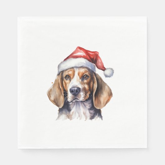 Beagle Weihnachtshund Serviette (Vorderseite)
