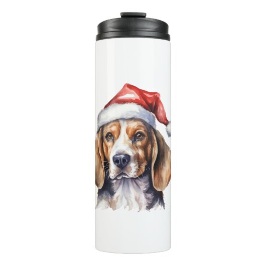 Beagle Weihnachtshund Thermosbecher (Vorderseite)