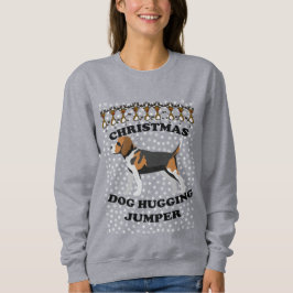 Beagle Weihnachtshund umarmt Sweatshirt