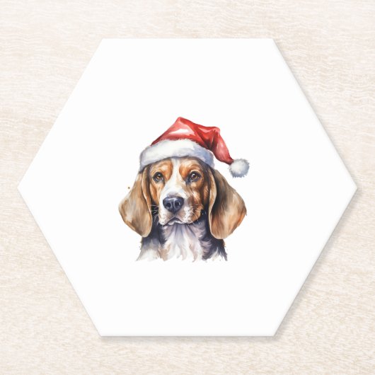 Beagle Weihnachtshund Untersetzer (Vorderseite)