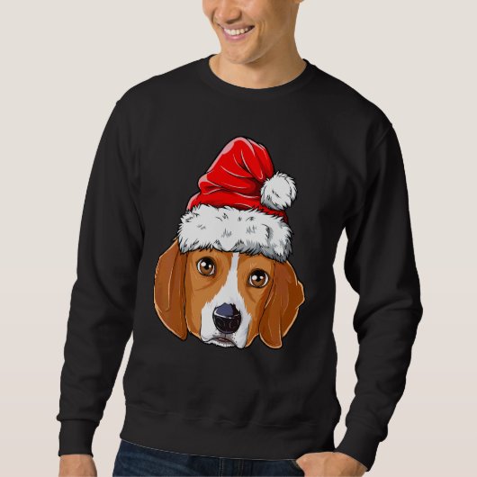 Beagle Weihnachtshund Weihnachtsmannmütze Weihnach Sweatshirt (Vorderseite)