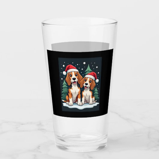 Beagle Weihnachtshundebesitzer Xmas Urlaub Pajama Glas (Vorderseite)