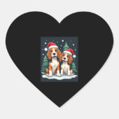 Beagle Weihnachtshundebesitzer Xmas Urlaub Pajama Herz-Aufkleber (Vorderseite)