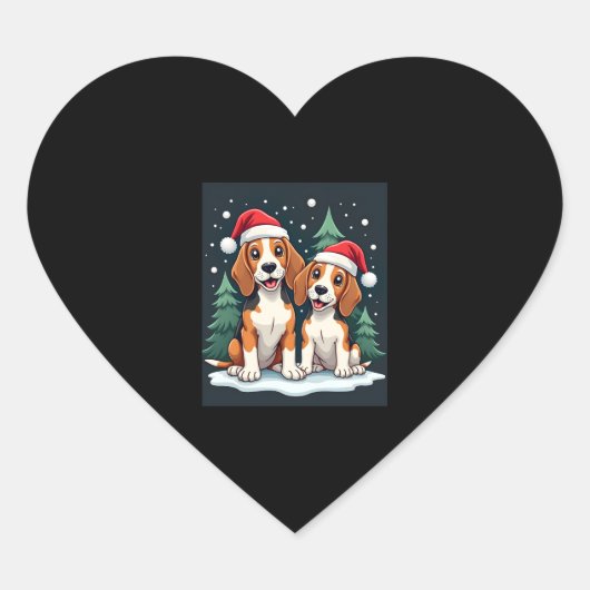Beagle Weihnachtshundebesitzer Xmas Urlaub Pajama Herz-Aufkleber (Vorderseite)