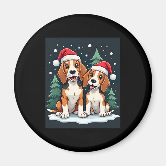 Beagle Weihnachtshundebesitzer Xmas Urlaub Pajama Magnet (Vorne)