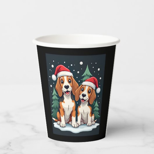 Beagle Weihnachtshundebesitzer Xmas Urlaub Pajama Pappbecher (Vorderseite)