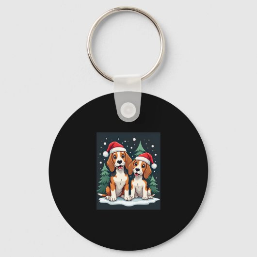 Beagle Weihnachtshundebesitzer Xmas Urlaub Pajama Schlüsselanhänger (Vorderseite)