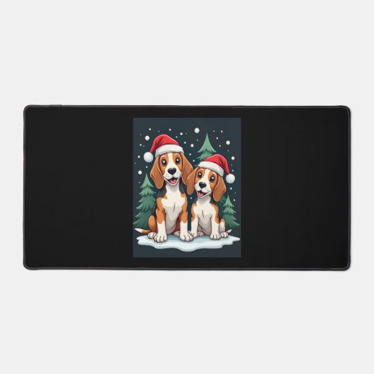Beagle Weihnachtshundebesitzer Xmas Urlaub Pajama Schreibtischunterlage (Vorderseite)