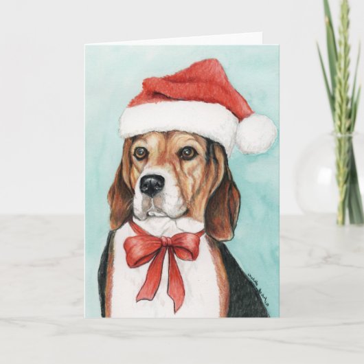 Beagle-Weihnachtshundekunst-Gruß-Karte Feiertagskarte (Vorderseite)