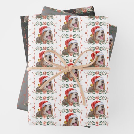Beagle Weihnachtshundemuster Geschenkpapier Set (Beispiel)