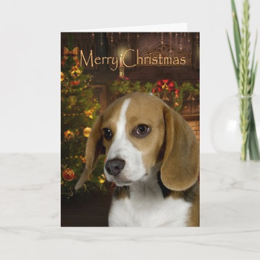 Beagle Weihnachtskarte Feiertagskarte (Vorderseite)