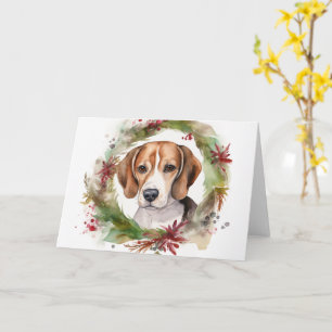 Beagle-Weihnachtskranz Festiver Hund Karte