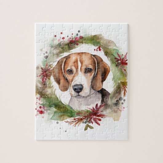 Beagle-Weihnachtskranz Festlicher Hund Puzzle (Vertikal)