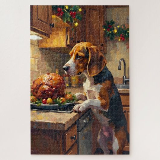 Beagle-Weihnachtsküchentresen-Schnüffler Puzzle (Vertikal)