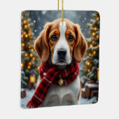 Beagle-Weihnachtskunst Keramikornament (Rechts)