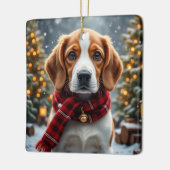 Beagle-Weihnachtskunst Keramikornament (Links)