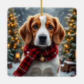 Beagle-Weihnachtskunst Keramikornament (Rückseite)