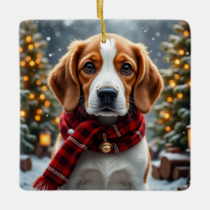 Beagle-Weihnachtskunst Keramikornament