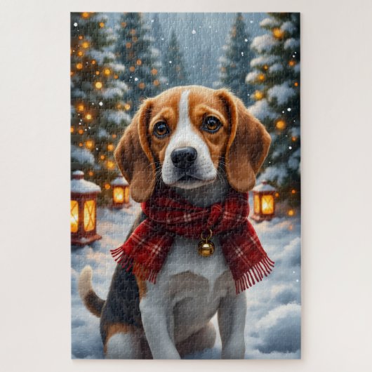 Beagle-Weihnachtskunst Puzzle (Vertikal)