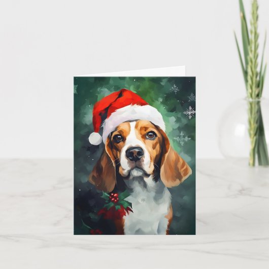 Beagle Weihnachtsmalerei Karte (Vorderseite)