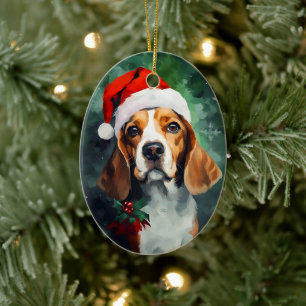 Beagle Weihnachtsmalerei Keramik Ornament